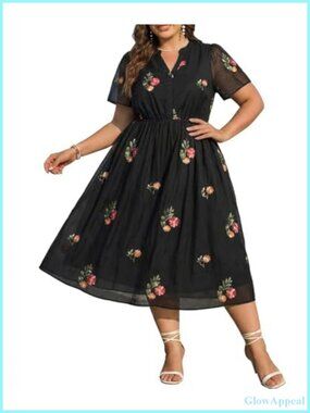 Plus Size Midi Dress with Pockets for Women Flowy Summer Formal Semi Formal